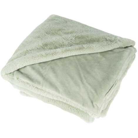 Joy - plaid - 150x200cm - en fausse fourrure - vert sauge