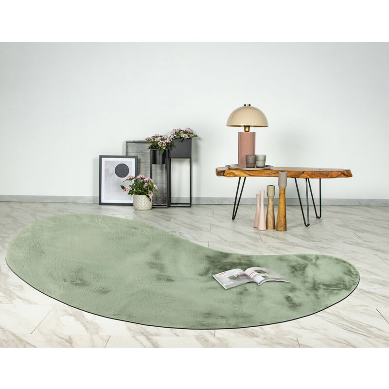 Lisa Design - Joy - tapis organique - fausse fourrure - vert sauge