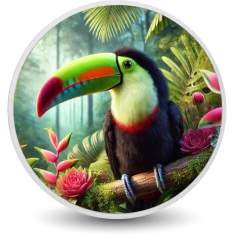 Joya de la selva tropical: La moneda vibrante del tucán