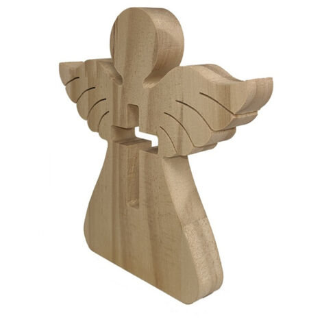 [Joyas de bautismo] Figura de madera tallada, estilo C, plata, regalo con ángel de la guarda