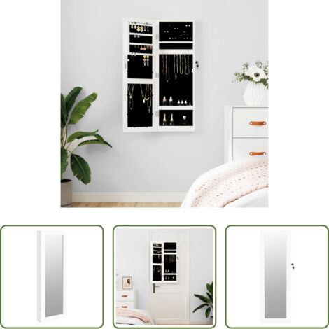 Joyas -  Espejo con joyero de pared blanco 30x8,5x90 cm