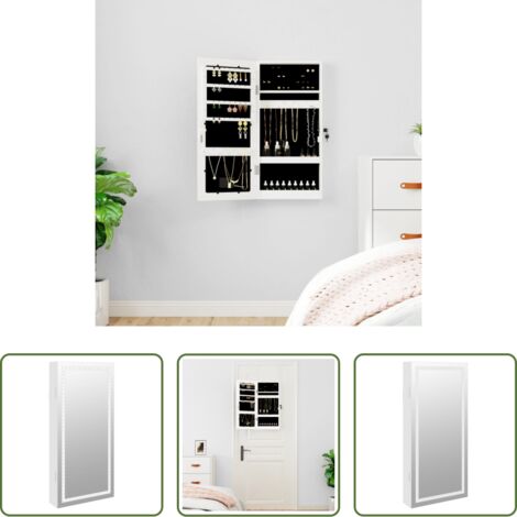 Joyas -  Espejo con joyero y luces LED para pared blanco