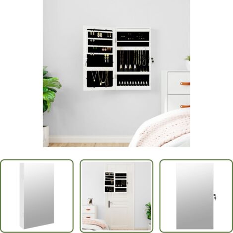 Joyas -  Espejo con joyero y luces LED para pared blanco