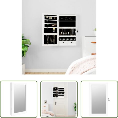 Joyas -  Espejo con joyero y luces LED para pared blanco