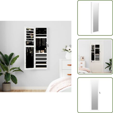 Joyas - vidaXL Espejo con joyero de pared blanco 30x8,5x106 cm - Maquillaje