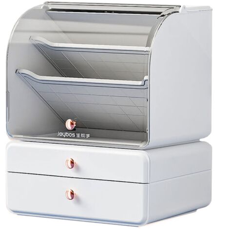 JOYBOS Caja de almacenamiento de cosméticos con cubierta, plástico, 21x26x21 cm - Blanco