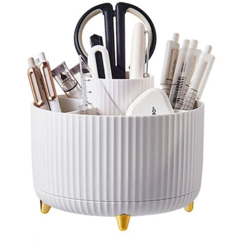 JOYBOS Organizador de maquillaje giratorio con 5 ranuras, plástico, 15x15x13 cm - Blanco