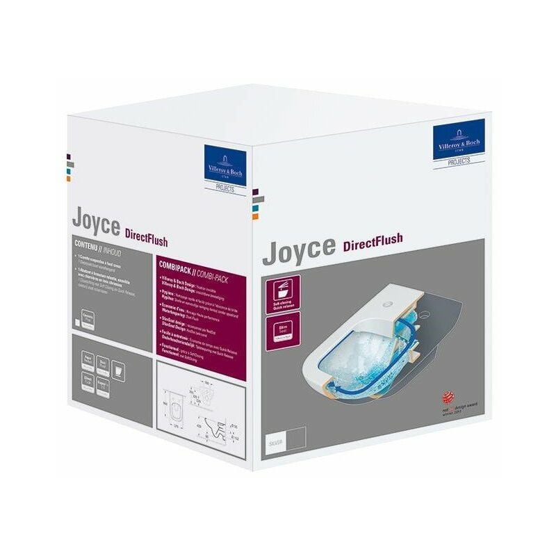 

Joyce, Combipack, DirectFlush, modelo colgante, salida horizontal, porcelana sanitaria White CeramicPlus