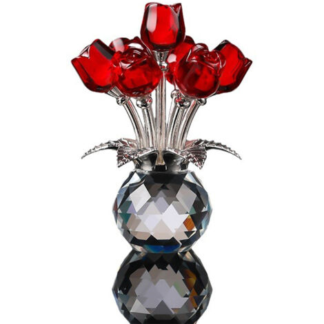 Joyería de cristal rojo rosa para decoración del hogar Joyería de cristal rojo rosa para decoración del hogar