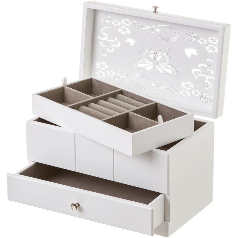 

Joyero bandeja de madera blanco de 16x16x26 cm