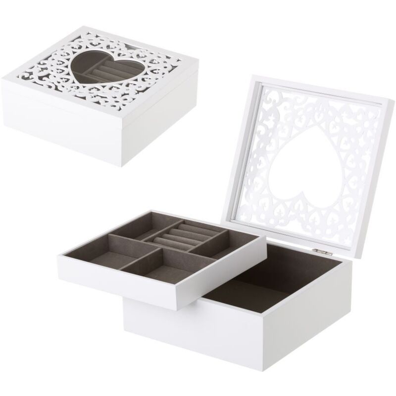 

Joyero bandeja de madera blanco de 10x23x23 cm