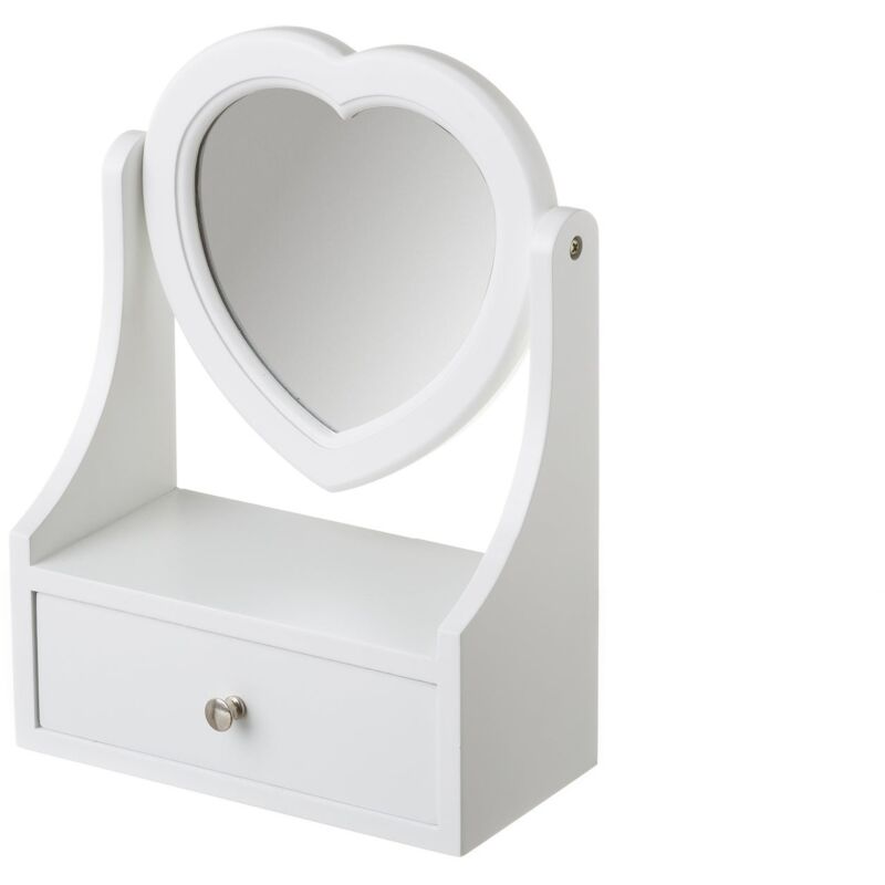 

Joyero con espejo de madera blanco de 25x9x18 cm