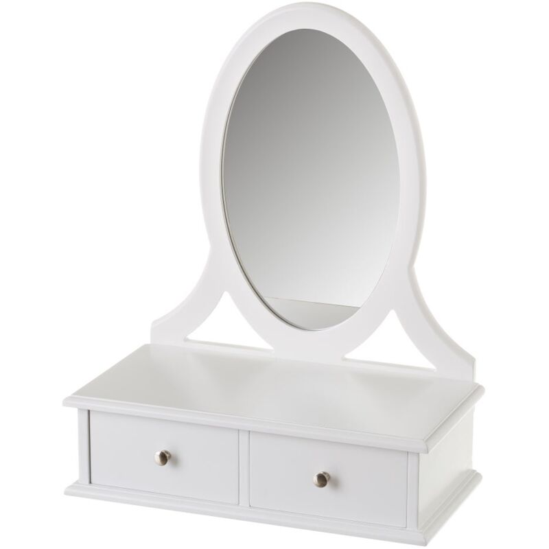 

Joyero con espejo de madera blanco de 28x9x31 cm