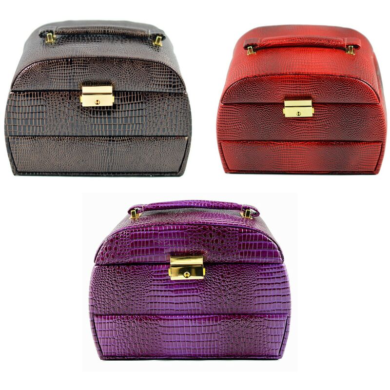 

Joyero con Espejo de Polipiel en color Chocolate, con Tres Niveles. Diseño Vintage/Elegante (21cm X 16cm X 14,5cm) - Hogar y Más Color - Morado