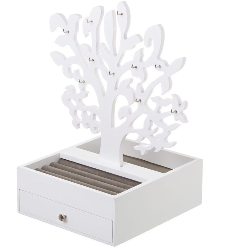 

Joyero Árbol de la Vida de madera blanco de 38x24x30 cm