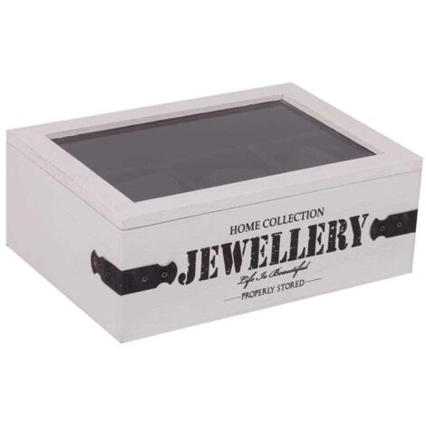 Joyero de madera con lacado blanco 24x17x9