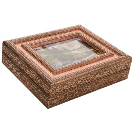 Joyero de metal repujado cobrizo 30x25x7,5