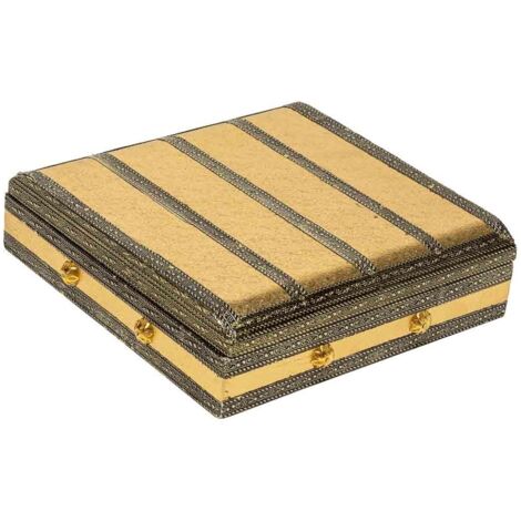 Joyero de metal repujado dorado 20x20x5