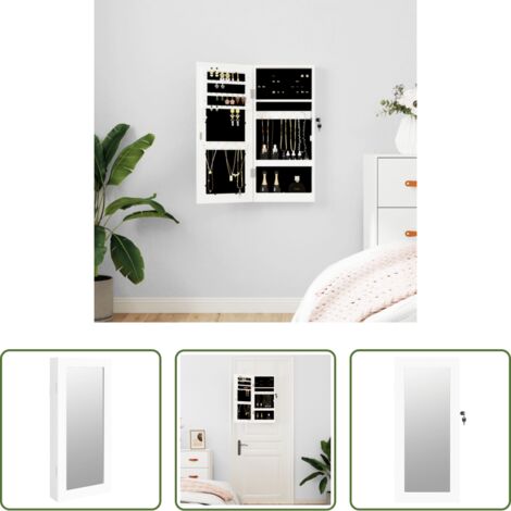 Joyero de pared -  Espejo con joyero de pared blanco 30x8,5x67 cm