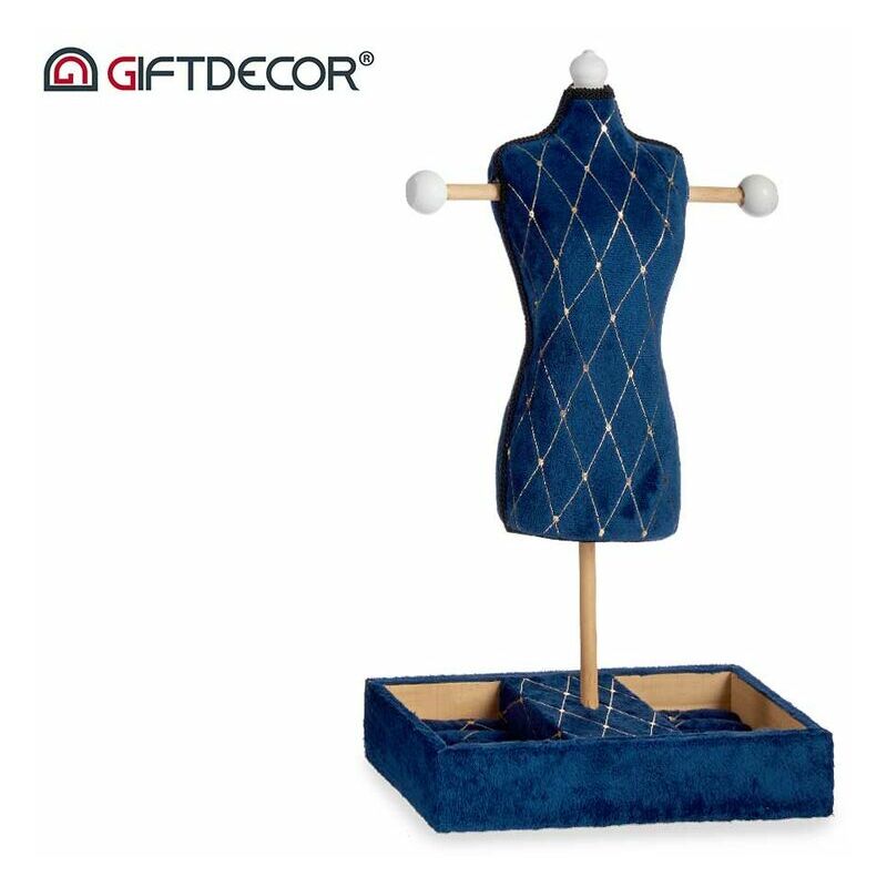 

BHD - Joyero de Pie Azul Rombos Terciopelo Madera (12 x 40 x 24 cm)