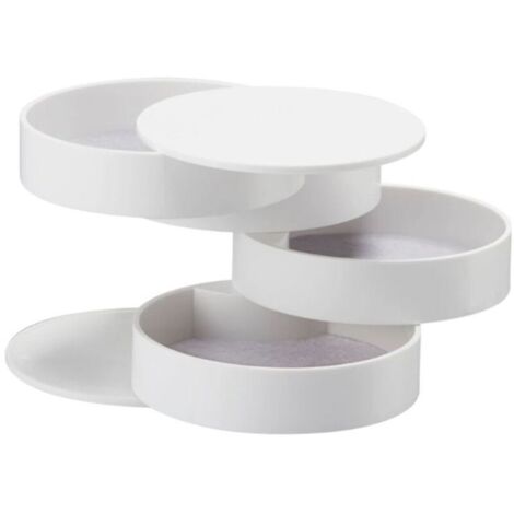Joyero escalonado de 4 compartimentos – Resina ABS – Diámetro 10 cm – Altura 10 cm – Almacenamiento optimizado para joyas y cosméticos – Yamazaki