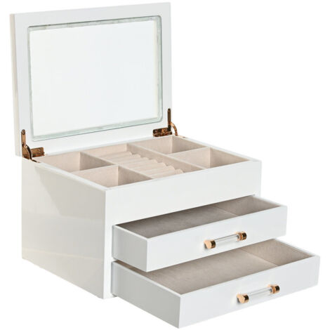 Joyero Mdf Cristal 23X18X14 Lacado Blanco