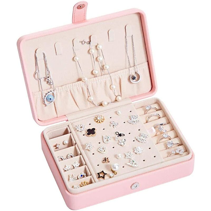 

Joyero para mujer Cajas de joyería con hebilla de cuero Joyero pequeño Joyero de viaje Caja de almacenamiento de joyas para anillos Pulseras