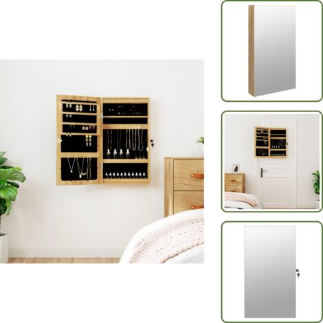 Joyero para pared - vidaXL Espejo con joyero y luces LED para pared - Joyero con espejo