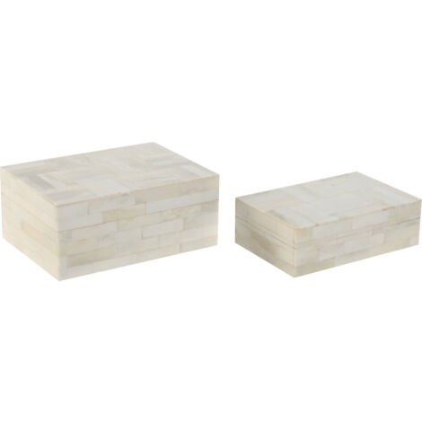 Joyero Set 2 Mango Hueso 18X13X7,7 Rayas Natural