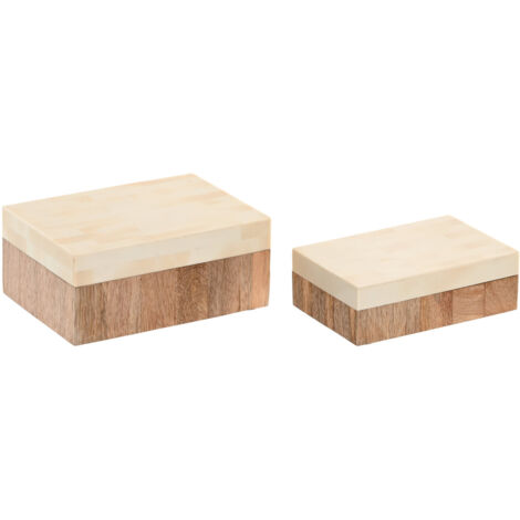 Joyero Set 2 Mango Resina 18X13X7,5 Blanco