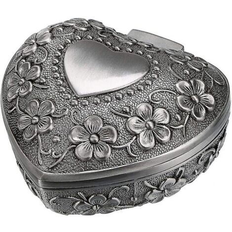Joyero vintage en forma de corazón, cofre de metal para guardar collares, caja de regalo