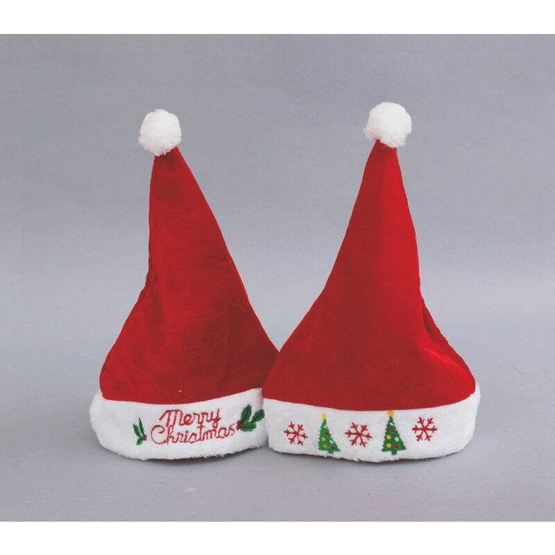 Joyeux Noël Chapeau Rouge Cm.28X38H 2 Modèles Décoration de Noël Assortie