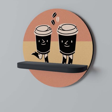 JOYFUL COFFEE Estante redondo negro