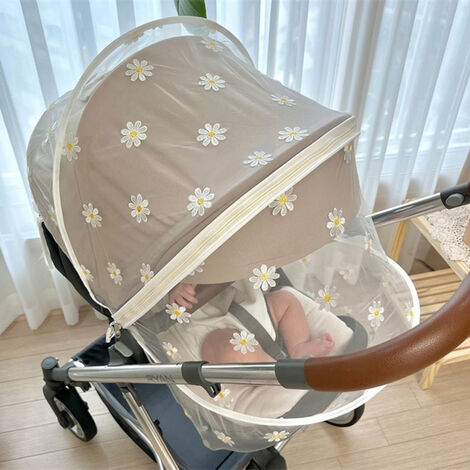 Joylove – moustiquaire pour poussette, couverture complète pour bébé, broderie marguerite en gaze, pare-soleil d&39été respirant