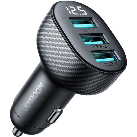 Joyroom JR-CCD03 3,4A Autoladegerät mit 3x USB-A Display - Schwarz