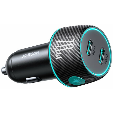 Joyroom JR-CCN02 70W  2x USB C Autoladegerät mit LED-Hintergrundbeleuchtung - Schwarz