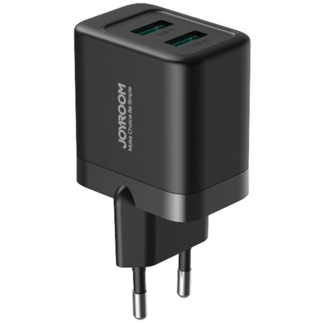 Joyroom JR-TCN01 2xUSB-A 12W 2,4A Netzladegerät Schwarz Ladeadapter Schnelles Laden