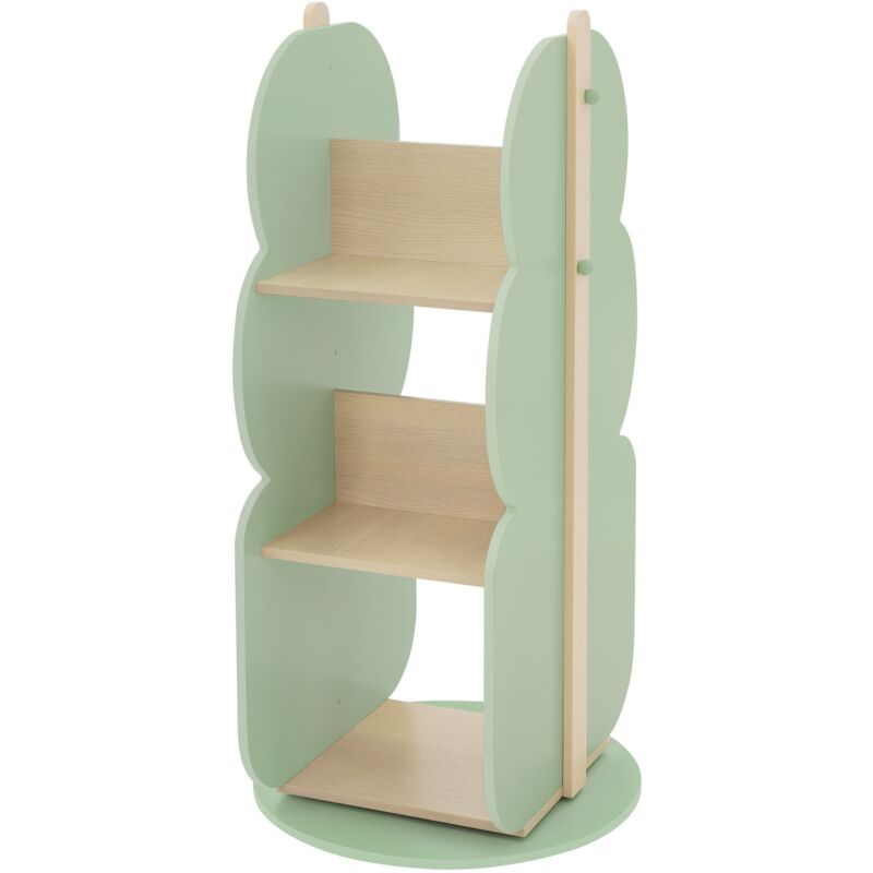 Joyz Bücherregal Kinder Baum-form, Ø 48 X 96 Cm, Grün-natur, 2 Seitiges Kinderregal Aus Holz Mit 5 Regale, Kinderzimmerregal 360° Drehbar,