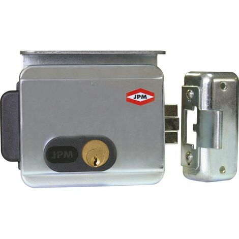 JPM – Électro-serrure en applique 2 entrées – Cylindre laiton poli 25mm – Résistance 800kg – Alimentation 12VCC/VCA – Installation en applique