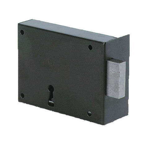 JPM – Serrure pêne dormant noir 160mm – Acier embouti – Installation en applique – Protection contre l'intrusion – Compatible portes standards