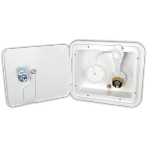 JR Products K7112 - Objectif Blanc Polaire City/gravité Trappe d'eau avec clapet Anti-Retour Laiton et Serrure à clé
