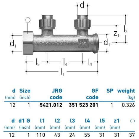 JRG Sanipex Distributore a 2 partenze bronzo d. 12 351523201