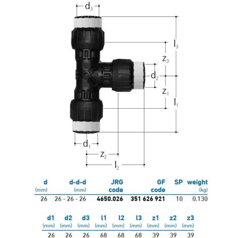 JRG Sanipex MT T uguale PPSU d. 26x26x26 mm 351626921
