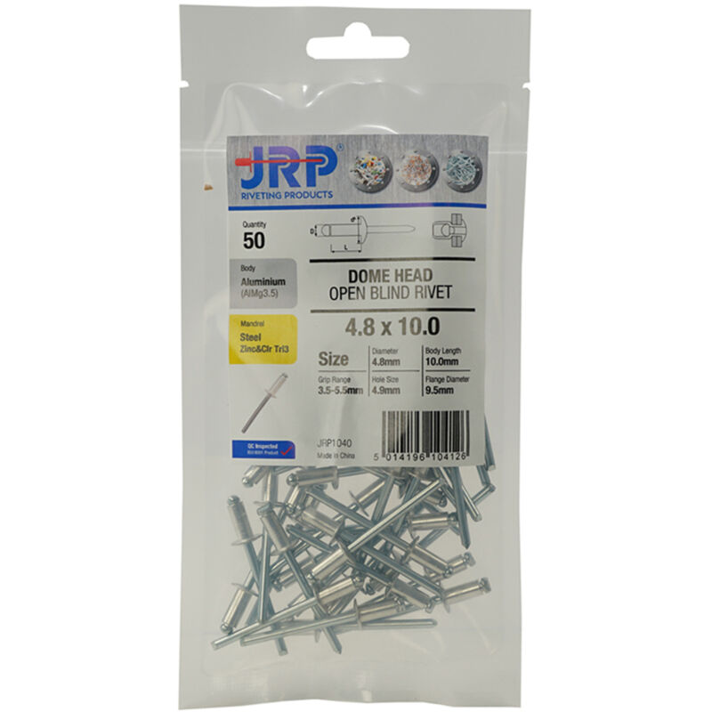 Jrp Riveting Products 3.2 x 8mm Dome Head Rivets