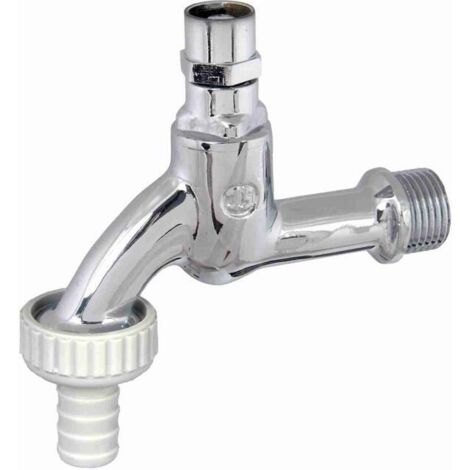 JS AUSLAUFVENTIL MIT SCHLAUCHVER. STECKSCHL.-OT,3/4",POLIERT CHROM