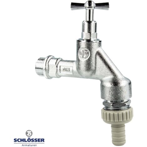 JS DVGW - Auslaufventil 1/2 Zoll mit Knebeloberteil, RV und Rohrbelüfter, matt verchromt