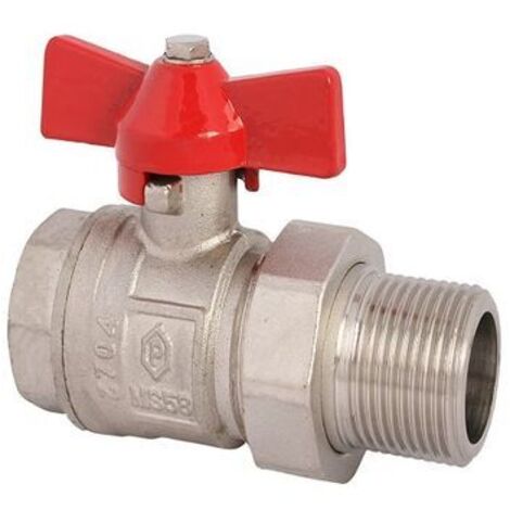 JS ROBINET BOLA, AVEC RÉDUCTION, DN20 IGxAG3/4", 96MM, FLUEG-ROUGE, VERNIS