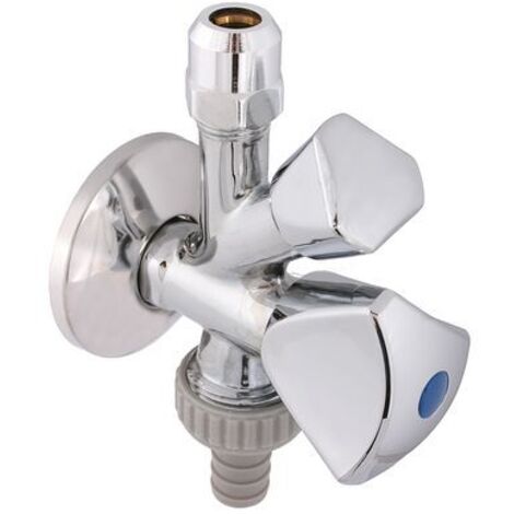 JS VENTIL D'ANGLE COMBINÉ, AUTO-ETANCHE, SV, POIGNÉE EN TRIANGLE, 1/2", POLI CHROMÉ