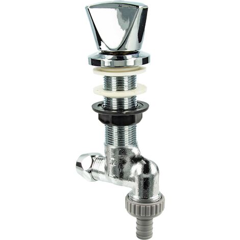JS Waschgeräte-Untertischventil mit Rückflussverhinderer, 1/2 Zoll QV (10 mm) x 3/4 Abgang - verchromt poliert