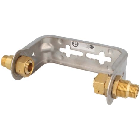JS Wasserzähler-Bügel 1/2 x 1/2 Zoll, für Einstrahlzähler mit Baulänge 80 mm, nicht verstellbar, Edelstahl